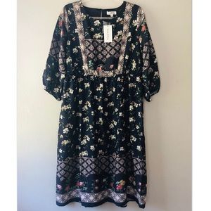 Wren & Ivory, Navy Floral Print Dress.
